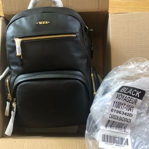 TUMI Black Voyageur Carson Leather Backpack NIB